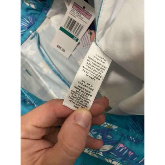 Vineyard Vines Men's 37 Breaker Shorts Palm Tree Pattern 8.5 inch Inseam Blue - Picture 3 of 10